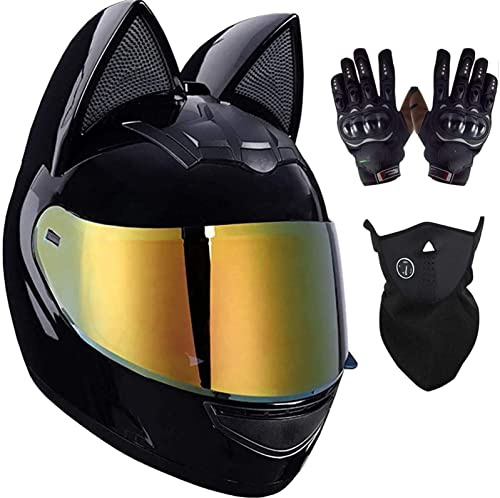 Casco Moto Integrale Da Donna Casco Moto Modulare Con Orecchio Di Gatto Caschi Apribili Con Visiera Omologati ECE Per Moto Da Strada Scooter Motocross C,S=55-56CM