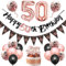 Palloncini 50 anni Compleanno Donna, 50 Decorazioni Compleanno Nero Oro Rosa, Decorazioni per Feste di Compleanno, Festone di compleanno Happy Birthday, Palloncini Coriandoli Per Donna