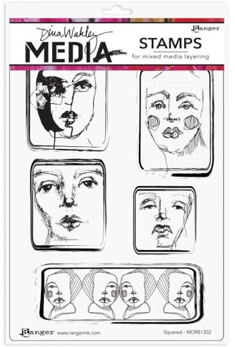 Dina Wakley Media Cling Stamps 6X9-Squared