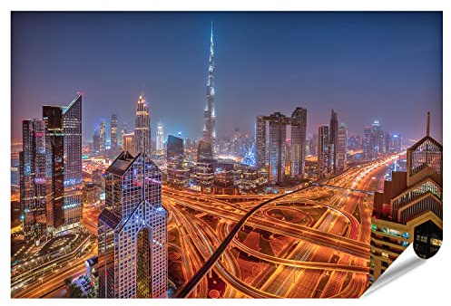 islandburner XXL Bild Poster Dubai Skyline Bei Nacht Vereinigte Arabische Emirate Premium Bilder Fotodruck