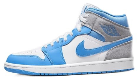 Jordan 1 Mid DX9276-100 Herren-Sneaker, Weiß und Blau (University Blue), Größe 40, Weiß/Uni Blau, 40 EU