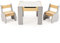 COSTWAY Kids Table and Chair Set, Wooden Children Study Desk with 2 Chairs, Reversible Blackboard Tabletop & Hidden Storage, 3PCS Toddler Activity Furniture for Learning, Drawing, Dining (Gray)