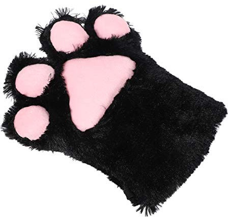 NUOBESTY Katzenpfote Handschuh Katze Plüsch Kralle Handschuh Tier Voll Finger Plüschhandschuh Fäustlinge Tier Pfote Kralle Handhandschuh Für Kinder Winter Cosplay Kostüm Stütze 1 Stück