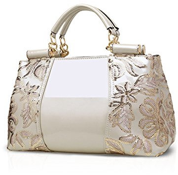 ADITAM Damen Handtaschen Lackleder Tote wasserdichtes Blumenmuster Double The Comfort