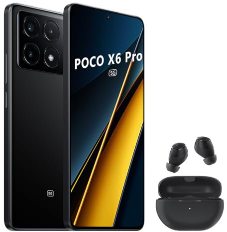 Xiaomi Poco X6 Pro 5G Smartphone 8 + 256 GB, 120 Hz, FHD+ Flow AMOLED Display, MediaTek Dimensity 8300-Ultra, 64 MP AI Triple Camera, 5000 mAh, NFC, Schwarz,Included Earphone