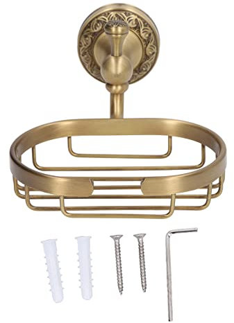 EPMANN Wandmontierter Seifenhalter Vintage-Stil, Massives Messing, Wandmontage, Badewanne, Dusche, Seifenschale, Seifenkorb, Antikes Messing, Seifenablage, Edelstahl, Badezimmer, Duschstange