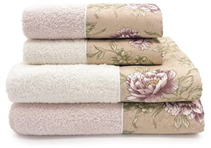 CREOLE Set di asciugamani da bagno, Rosy malva, 4 unità