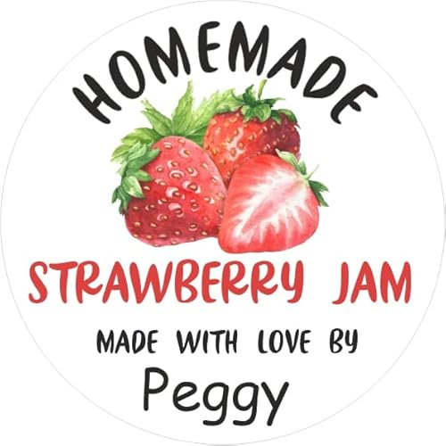 39 Personalised Strawberry Jam Jar Labels, Stickers
