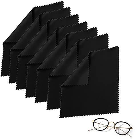 Yoezuo 7 Piece Eyeglass Cleaning Cloth, 18 x 15cm Microfiber Glasses Cleaning Cloths Glass Wipes for Eyeglasses, Screens, Tablets, Mobile Phone, Camera (Black)