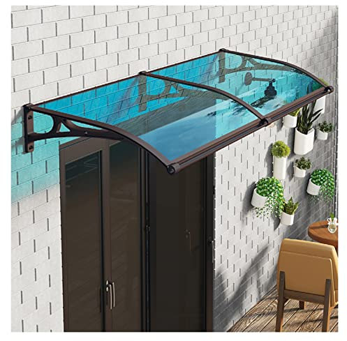 Door Canopy Windows Awning, Outdoor Patio Polycarbonate Board with Aluminum Bracket, Sun Rain Snow Protection Shelter for Front Door Balcony (Color : Blue, Size : 1PCS-80X115CM) (Blue 2PCS)