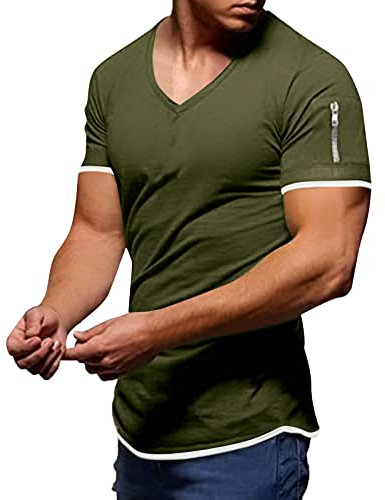 Herren Sommer Mode Lässig Einfarbig Reißverschlusstasche T Shirt Kurzarm Shirt Top Bluse T Herren Shirt Angebot Gym Shirt Herren Tshirt Herren Tshirt Herren Mode