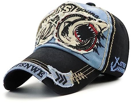 CHENNUO Vintage Basecap Distressed Snapback Caps Trucker Hat Baumwolle Baseball Cap Freizeit Outdoor Kappe Unisex (Blau-4)
