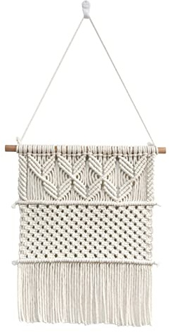 IOOOFU Porte-bijoux en macramé - Organisateur mural pour colliers, boucles d'oreilles, bagues et bracelets - Fil de coton