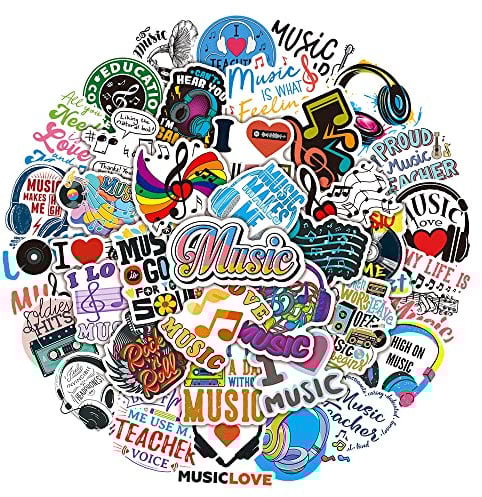 Inspirierende Musik Aufkleber für Laptop (50 PCS),Geschenk für Kinder Jugendliche Erwachsene Jungen,Music Stickers Wasserdicht Vinyl Aufkleber für Scrapbook,Skateboard,Auto,Gepäck