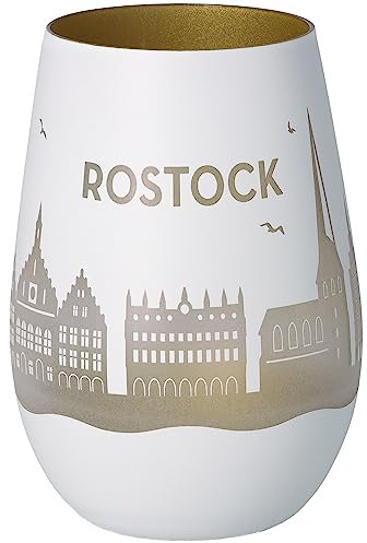 Goodtimes Windlicht Rostock Skyline (Weiß & Gold)