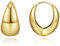 Gold-Creolen für Damen, klein, vergoldet, mehrere Piercings, hypoallergene Ohrringe mit flacher Rückseite, Mini-klobige Gold-Huggie-Creolen, goldene Ohrstecker