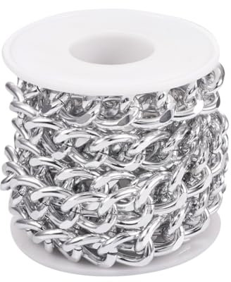 Boutigem Cadenas trenzadas de aluminio de 2 m, sin soldar, eslabones de cadena gruesa de metal, 17 x 13 x 3 mm, para hacer joyas,CHA-TA0001-22S-BG-EU