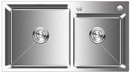 Fregadero Cocina Fregadero - Fregadero de Cocina de Doble Seno, Fregadero de Cocina de Montaje Profundo de Acero Inoxidable, 78x43x21cm