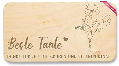 Frühstücksbrettchen Holz Natur - Frühstücksbrett - Danke Tante Geschenke I Dankeschön Geschenkidee Tanten I Weihnachten I Geburtstag - 22x12 - Holz - küche geschenk brett