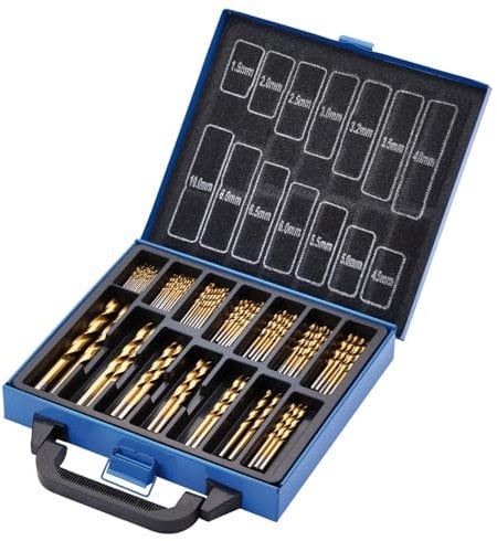 Draper 99pcs HSS Titanium Nitride Coated Drill Bit Set 1.5-10.0mm - 08887 - for Steel, Non-Ferrous Metals, Wood and Hard Plastic