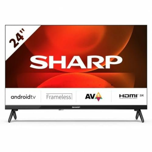 SHARP 24FH2EA - 24 Zoll Fernseher (60 cm) HD Ready Android TV - Multimedia Streaming LED Smart TV ohne Rahmen (HDMI, Receiver, Chromecast, Bluetooth) - Netflix, Prime, YouTube, Disney+, Apple TV