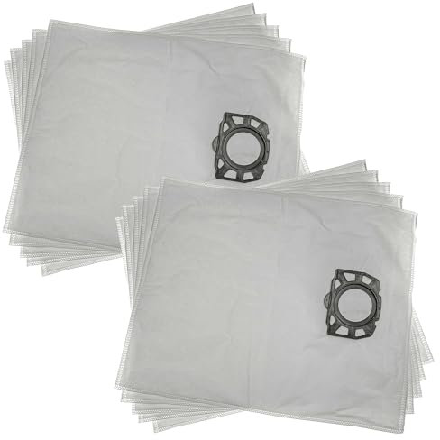 vhbw 10x Staubsaugerbeutel kompatibel mit Kärcher WD2 Plus, WD 2-18, WD 2-18 Battery Set, WD 3 Staubsauger - Mikrovlies, 53cm x 44cm Weiß