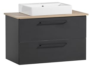Schildmeyer Malte Waschtisch 701871, Schwarzmatt/Artisaneiche Dekor, 86 x 45 x 66,4 cm