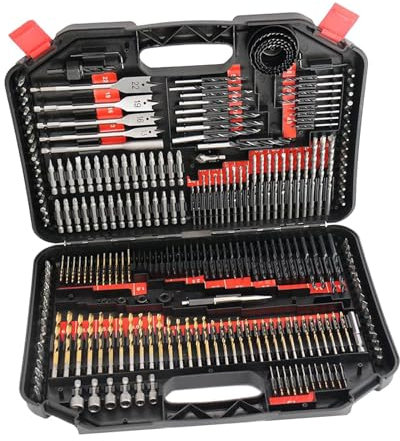 Gralara 246x Drill Bit Set Electric Tool Accessories Drill and Driver Multi Bit HSS for Tile Metal DIY Project Home Repair Wood, Red Labels