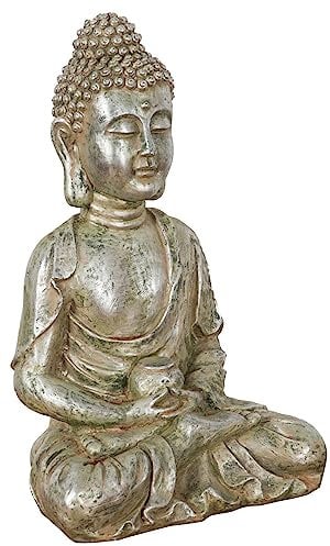 Biscottini Buddha-Statue L 33,5 x T 23,5 x H 51,5 cm – Möbel-Buddah aus bemaltem Harz – Dekofigur für den Innen- und Außenbereich