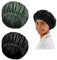 Reusable Shower Cap for Women, Large Waterproof Shower Bonnet Washable Elastic Band Bath Accessories Hair Hat for Long Hair, Braids(Black&Green)