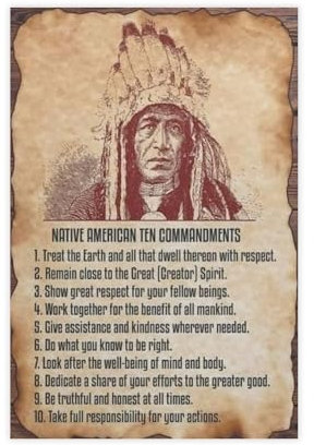 Poster, Motiv: American Indian Chief Ten Commandments, Vintage-Poster, Leinwandkunst, Poster und Wandkunst, Gemäldedruck, modernes Zuhause, Schlafzimmer, Dekoration, Poster, Leinwand-Poster,