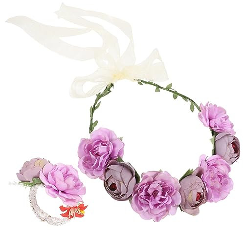 WOONEKY 1satz Blumenkranz Und Handgelenk Corsage Set Für Hochzeiten Elegantes Flower Girl Zubehör Für Braut Brautjungfer Und Besondere Anlässe Mit Stilvollem Design Und Leuchtenden