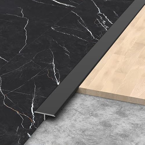 Raouoae Aluprofil Übergangsprofil T-Profil Übergangsschiene 3 Stück 100cm Übergangsprofil Übergangsschiene Aluminium-Formleisten Zierleisten Und Boden-Übergangsstreifen(Schwarz,Breite: 8mm)