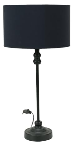 ValueLights | Black Metal Candlestick Table Lamp with Black Fabric Drum Shade Bedside Light | Table Lamps, Home Décor & Improvement Essential