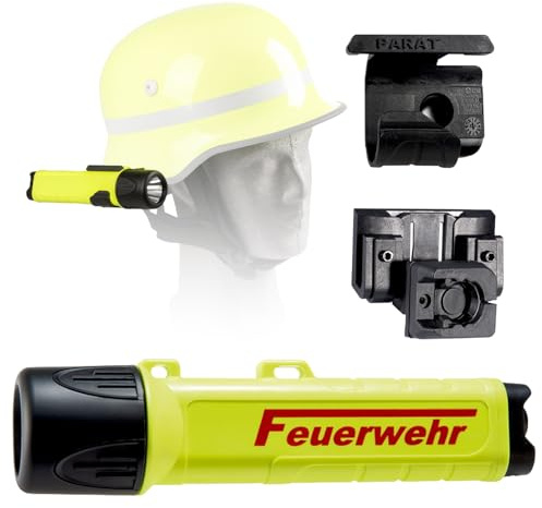 PARAT PARALUX® PX1 FEUERWEHR Set für Schuberth F120 Pro/F130 Rechts | LED Arbeitsleuchte mit 120 Lumen|EX-geschützte LED Taschenlampe|Wasserdichte Helmlampe|inkl. Batterien, Adapter & Halterung