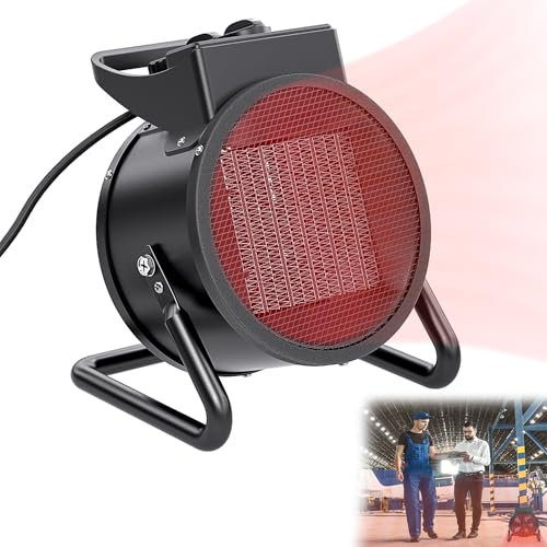 YRHome 2000W Keramik Heizgerät Elektroheizer Heizer Schnellheizer Bauheizer 2 Heizstufen Garage Baustelle Werkstatt, Zwangsluft (Black Typ)