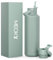 Meoky Stainless Steel Water Bottle: 710ml Insulated Water Bottle with Straw and Flip Lid - Keeps Cold 24 Hours for School Bag - Teenagers Commuters, Sage