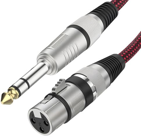 XLR Female to 6.35mm TRS Cable, 1 Meter 1/4 Inch Jack Balanced to XLR Microphone Cable Nylon Braided Professional Balanced Audio Cable for Guitar Microphone Mixer Amplifier Speaker Studio Recording
