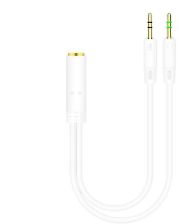 Lunaobrik Cavo sdoppiatore audio per cuffie per PC - Convertitori adattatori per cuffie jack da 3,5 mm, per PC femmina con trasformazione di cuffie/microfono in 2 maschi da 3,5 mm, 22 cm