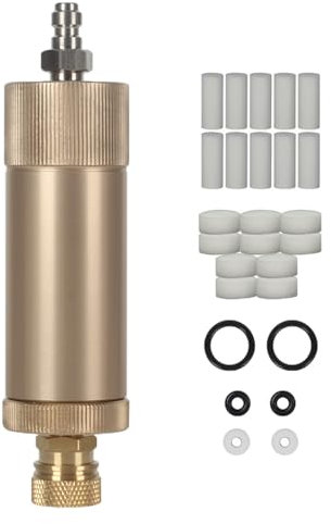Gold, 30Mpa High Pressure PCP Hand Pump Air Compressor Filter, Oil Water Separator, Moisture Water Trap with 8mm Female and Male Quick Connect Thread