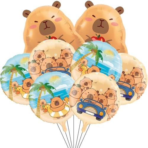 Capybara Party Ballons, 8 Stück Capybara Luftballons Set, Capybara Geburtstag Luftballons, Capybara Deko, Capybara Party Folienballons, Partyballon Deko