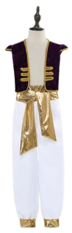 Lito Angels Aladdin Arabischer Prinz Kostüm Jungen Genie Verkleidung für Kinder, Weste Haremshose für Rollenspiel Fasching, Größe 10-11 Jahre 152