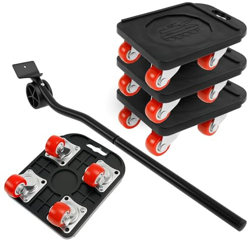 Lève-meubles avec 4 curseurs - Roues pivotantes à 360 ° - Transport de meubles avec pied de biche extensible - Mobilité flexible - Roulettes de transport pour une variété de meubles et d'appareils