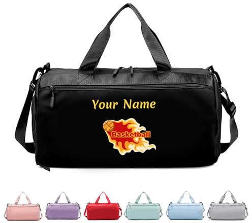 Individuell Bestickte Sporttasche mit Nass- und Trockenfach, Turnbeutel mit Personalisiertem Text, Wochenendtasche mit Schuhfach und Schulterriemen für Reisende und Sportbegeisterte