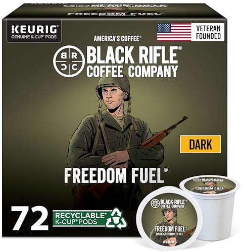 Black Rifle Coffee Company Dark Roast Coffee Pods – 100% Arabica, Bold, Smoky Single-Serve K-Cup Compatible – Veteran-Founded Premium Coffe (12 Count (Pack of 6), Freedom Fuel)