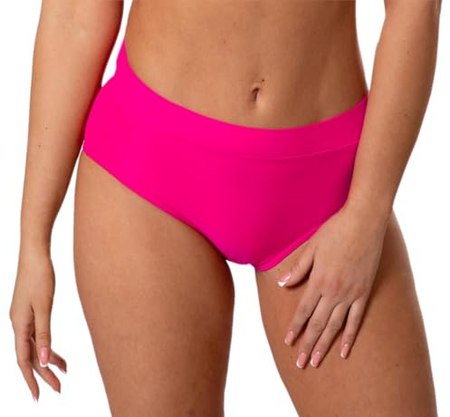 Aquarti Damen Bikinihose High Waist mit Umschlagbund Unterteil, Farbe: Rosa, Größe: 40