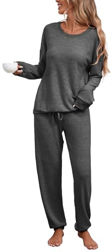 Famulily Women's Pyjamas Set Long Sleeve Crew Neck Tops and Ankle Cuffs Jogger Pants Ultra Soft 2 Piece Outfits S-XXL