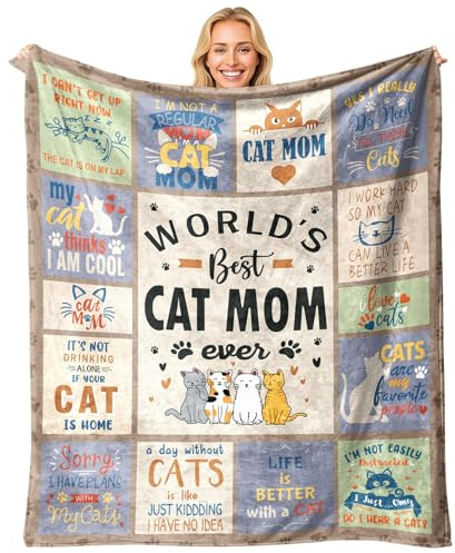 standhustle Cat Moms Blanket for Cats Lovers Women Best Cat Mom Ever 50 X 60 Soft Throw Blanket Cats Themed Gifts for Women Girls