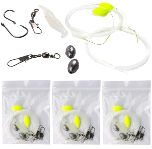 JYNVO 3er-Pack Survival-Angelset, kompakte Grundausstattung mit Garnelenköder, Schnur, Haken, Bleigewicht, Schwimmer, Stecker. Ideal für Camper, Wanderer, Rucksacktouristen, Trekking, Camping