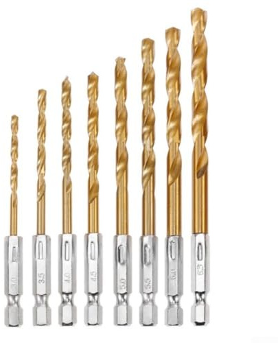 Niceminiwall 8-Piece for HSS Drill Bit Set with /4-Inch Hex Shank for Wood, Metal and Marble Drilling - 3mm to 6.5mm Size Range